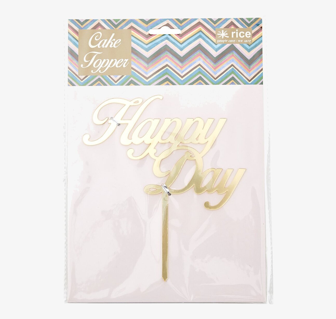 Tårtdekoration - Happy Day från Rice med guldfärgad finish