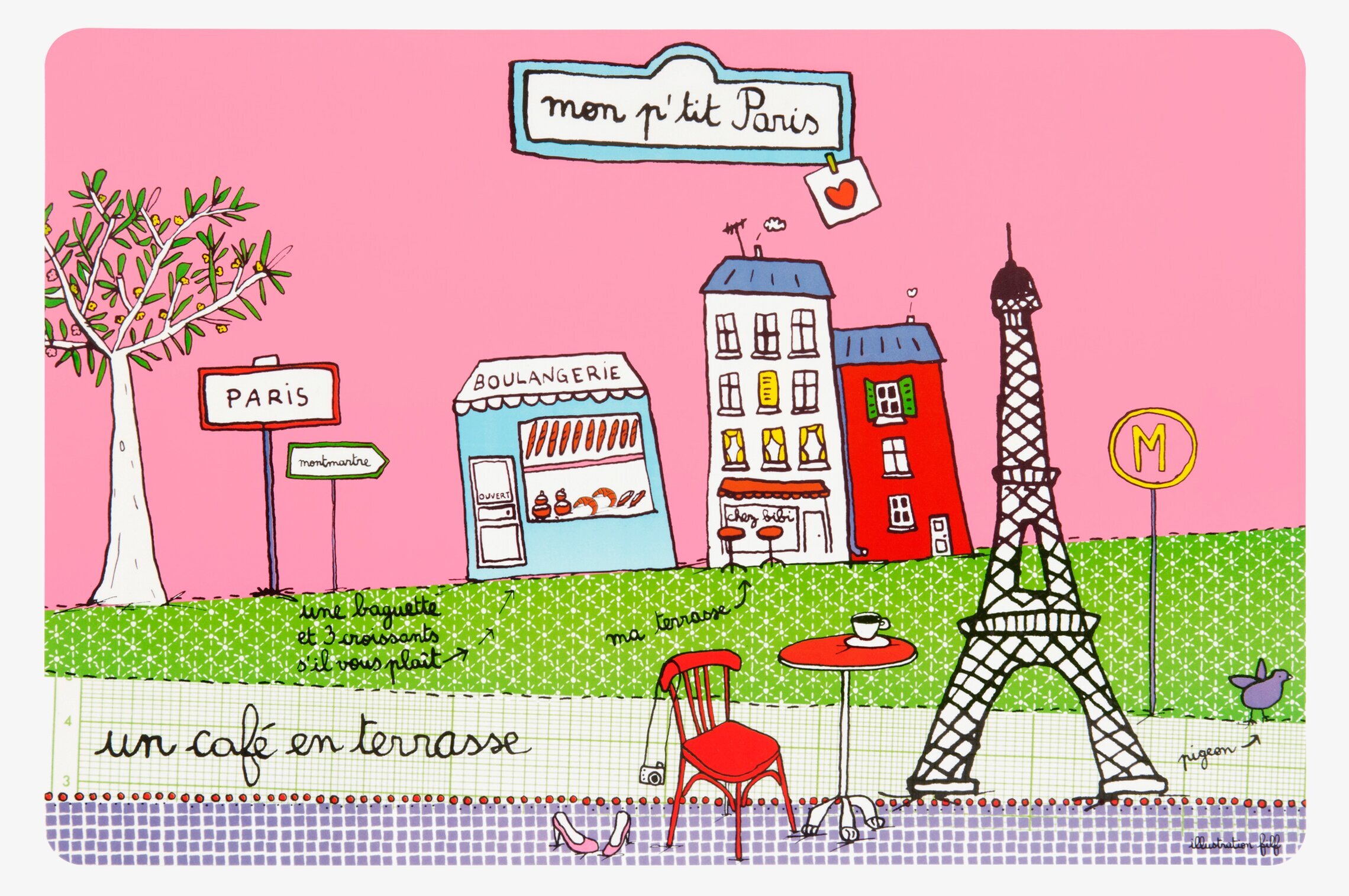 Bordstablett Paris från Derrière la porte med Paris-motiv