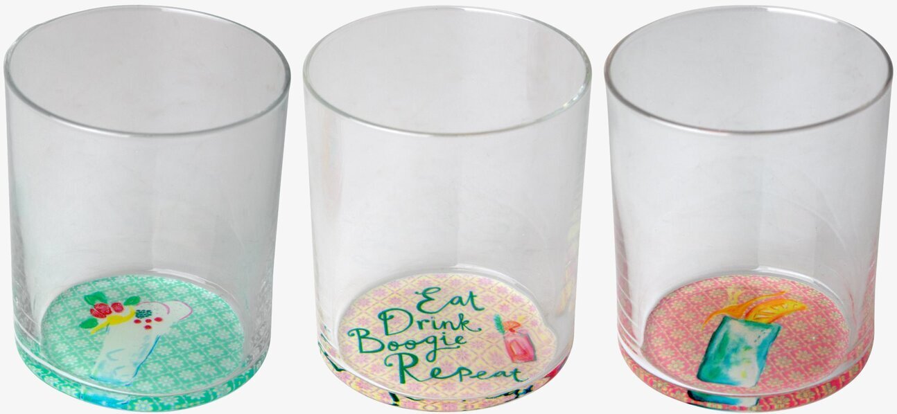 Tumblerglas Cocktail Print från Rice med färgglada bottnar