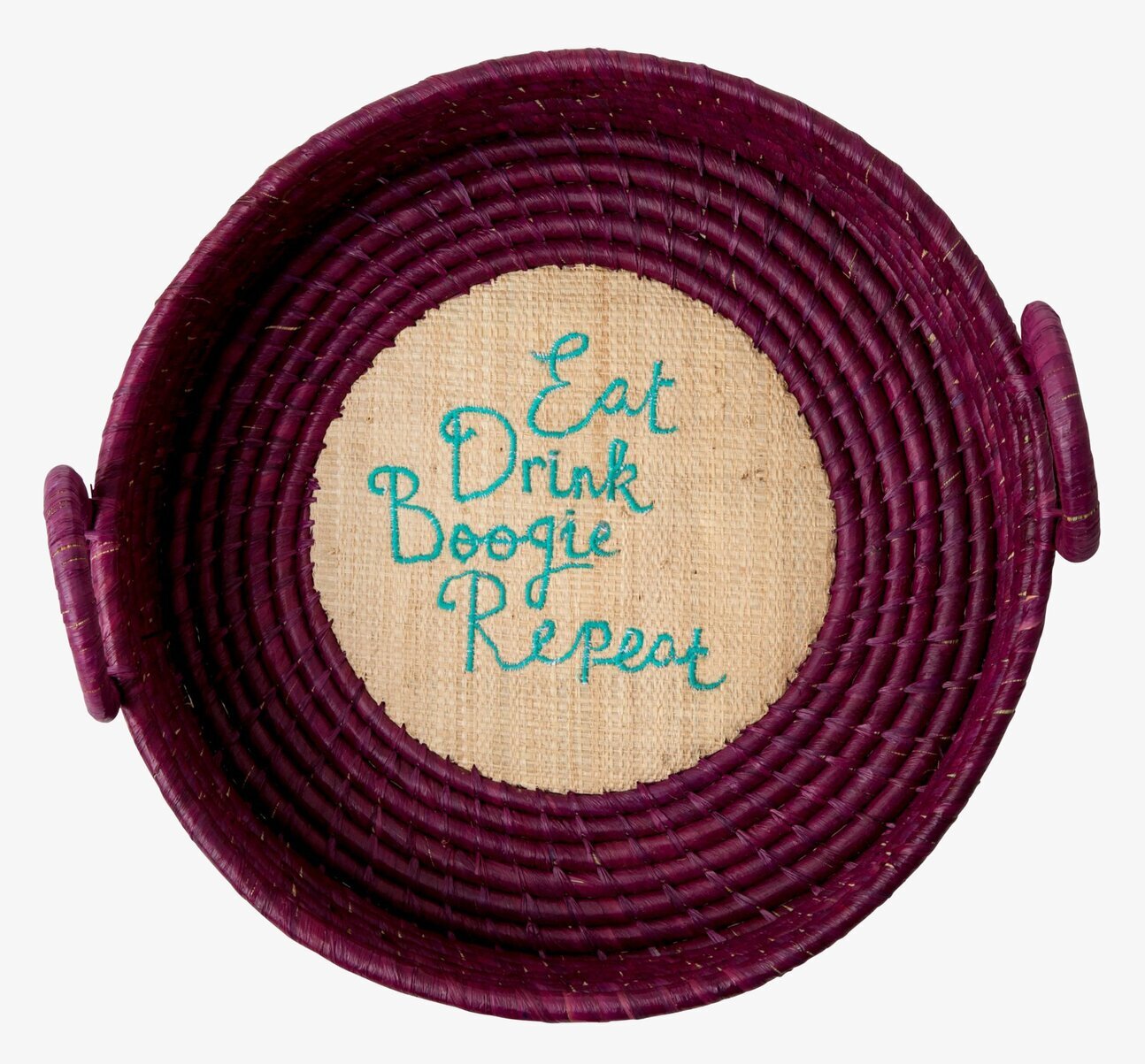 Broderad Brödkorg från Rice med texten Eat Drink Boogie Repeat