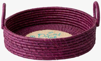 Broderad Brödkorg från Rice i violett med text Eat Drink