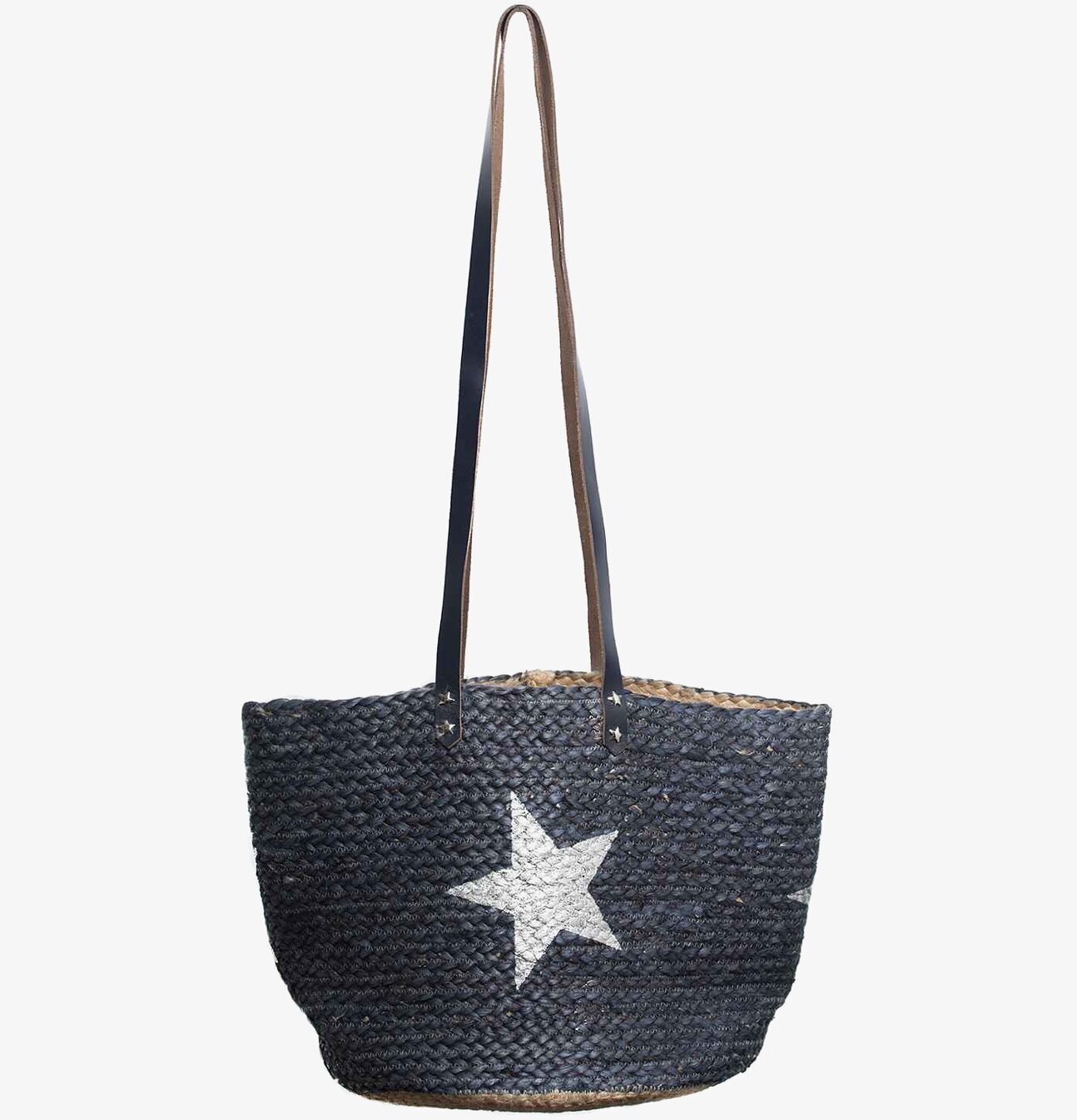 Beach Bag Star Blue från By Mrs P med vit stjärndesign