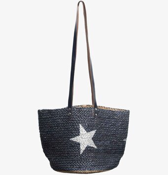 Beach Bag Star Blue från By Mrs P med vit stjärndesign