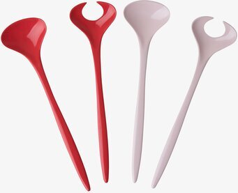 Salladsbestick från Rice i rött och rosa plastmaterial