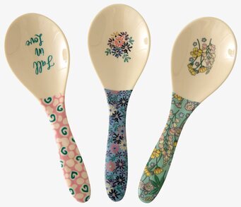 Tre färgglada Salladssked - Boogie Prints från Rice