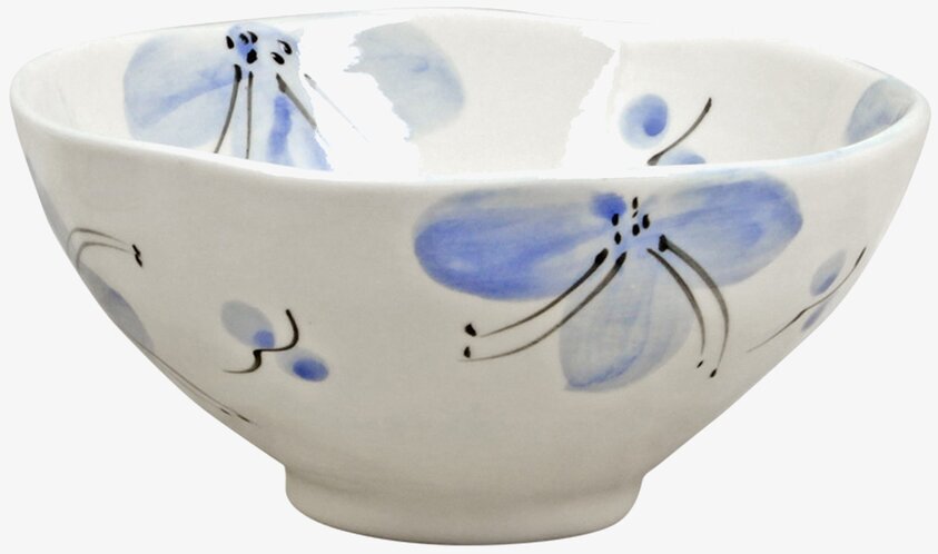 Skål Lunden Vit/Blå från Strömshaga med handmålade motiv