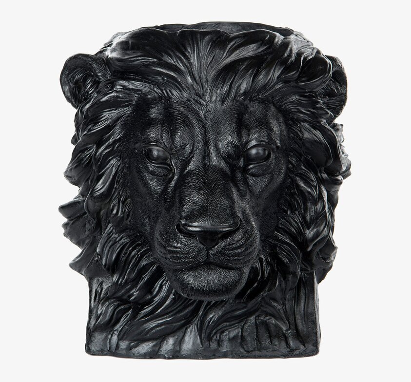 Kruka Lejon Svart från A Lot Decoration med lejonhuvud