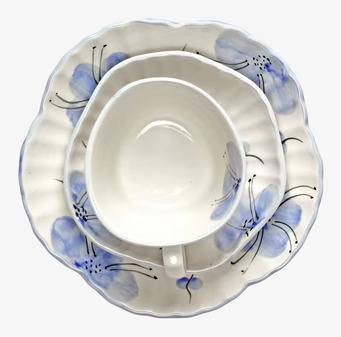 Kopp Med Fat Lunden Vit/Blå från Strömshaga med blommönster