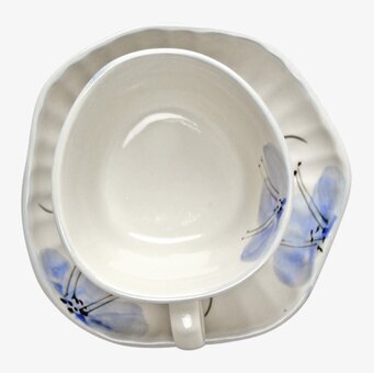 Kopp Med Fat Lunden Vit/Blå från Strömshaga med blå blommor