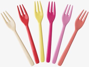 Tårtgaffel Sunny Colors från Rice i sex färgglada varianter