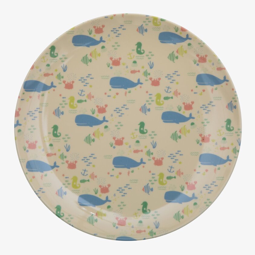 Barntallrik Ocean Life från Rice med havsinspirerat mönster