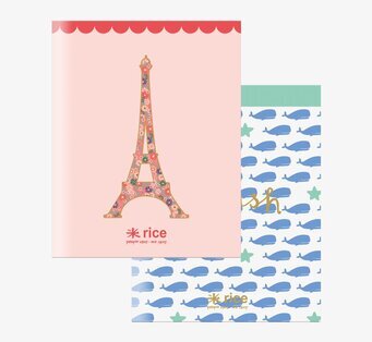 A5 Skrivbok från Rice med Eiffeltornet och valdesign