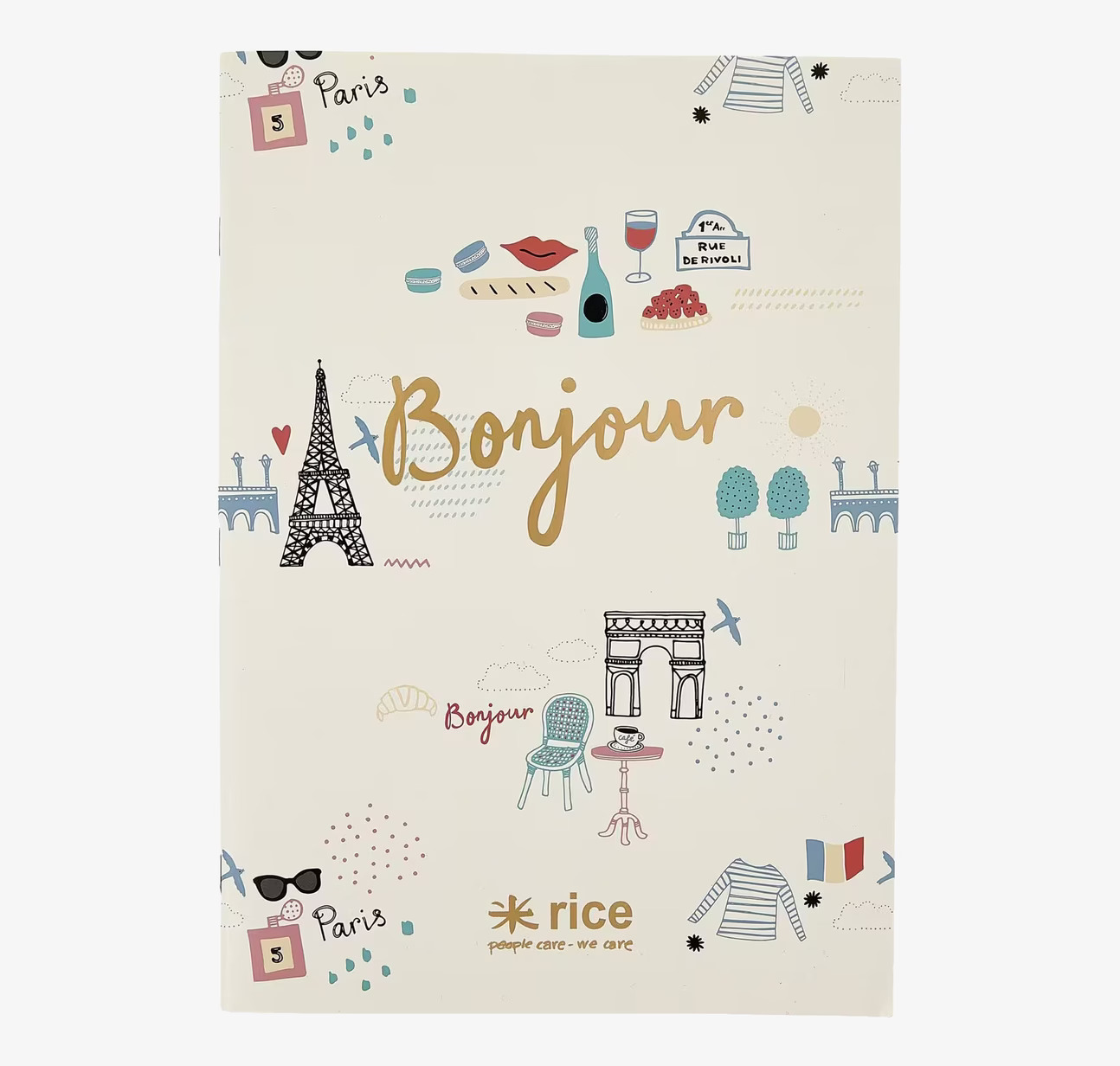 A4 Skrivbok Paris Print från Rice med parisiska illustrationer