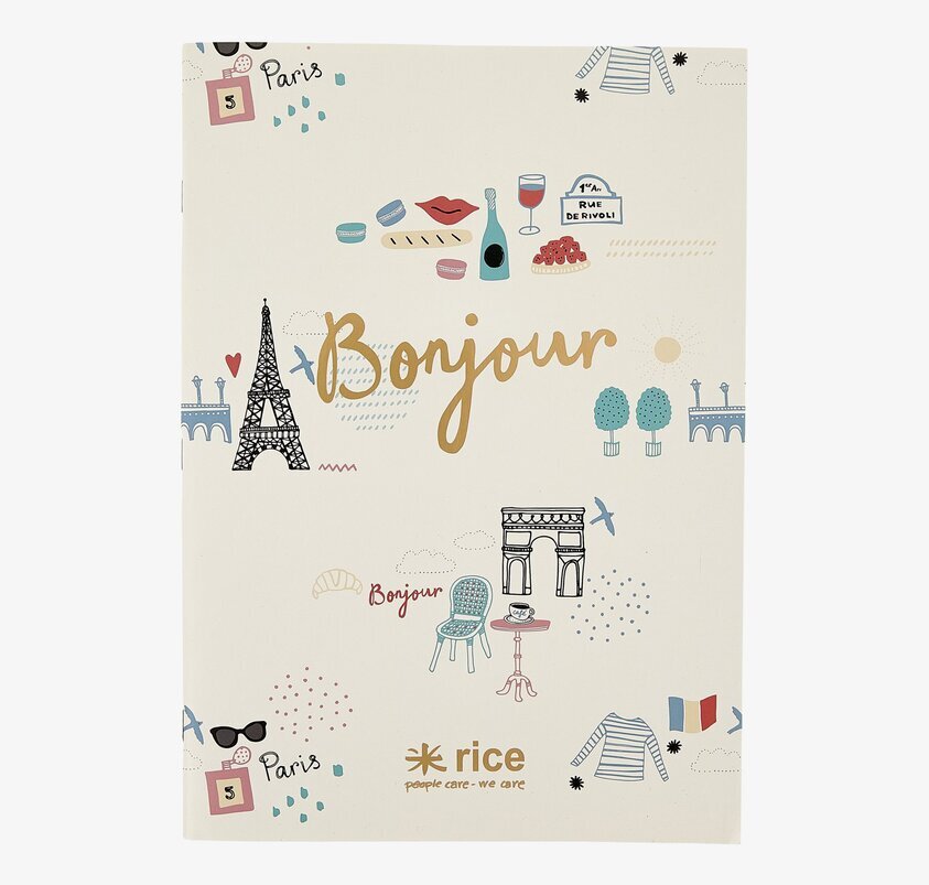 A4 Skrivbok Paris Print från Rice med parisiska illustrationer