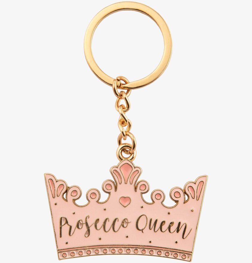 Nyckelring Prosecco Queen från Sass & Belle i rosa och guld