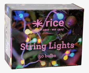 LED String Light Pastell från Rice med 50 pastellfärgade lampor