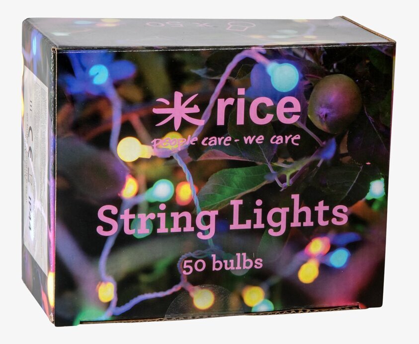 LED String Light Pastell från Rice med 50 pastellfärgade lampor
