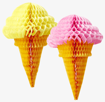 Honeycomb Ice Cream dekorationer från Rice i gult och rosa