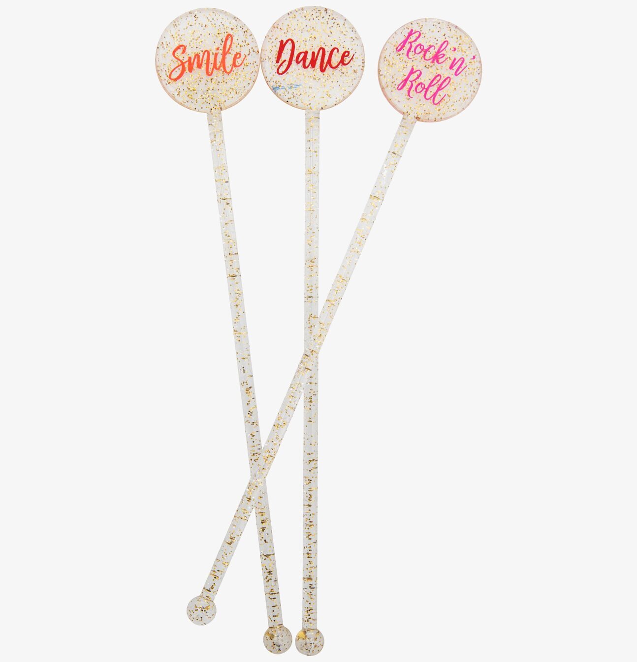 Cocktailpinnar Guld från Rice med glitter och inspirerande text