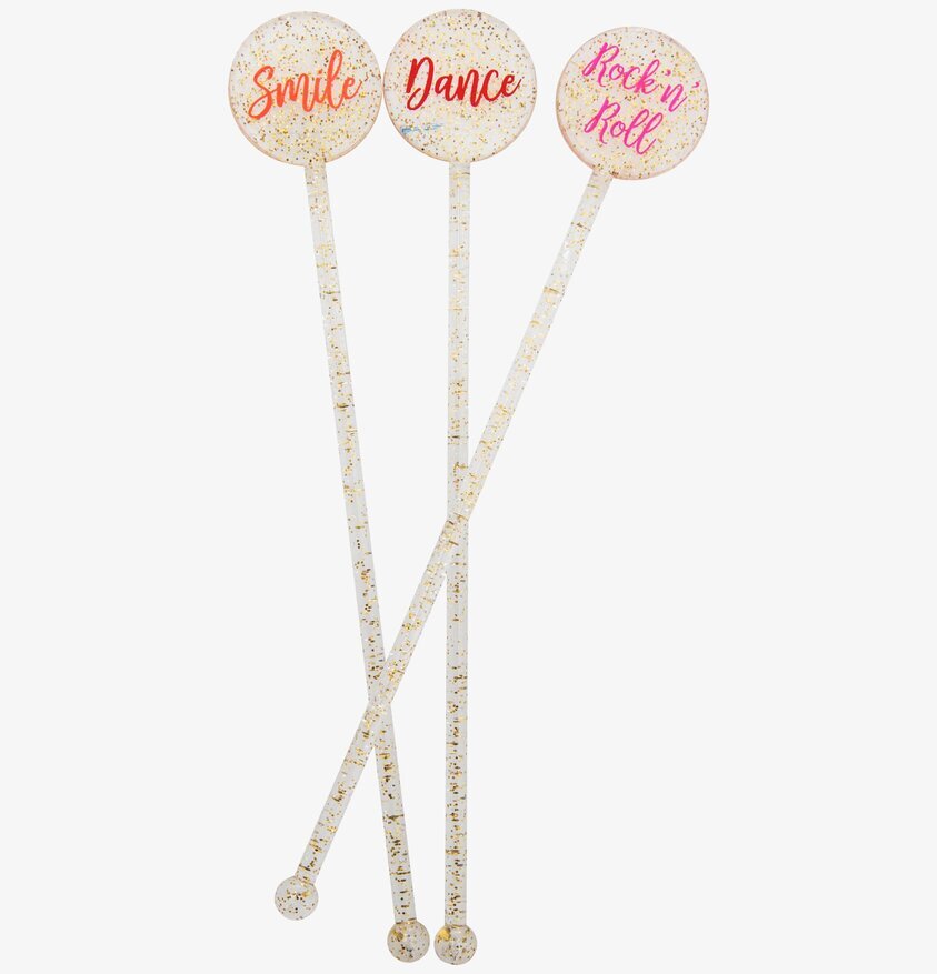 Cocktailpinnar Guld från Rice med glitter och inspirerande text