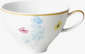 Tekopp Blue Lupin Print från Rice med blommotiv och guldkant