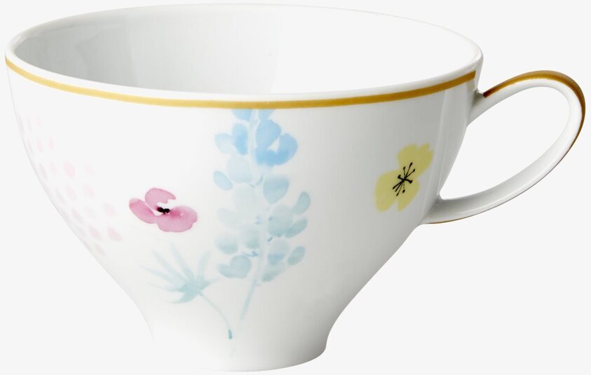 Tekopp Blue Lupin Print från Rice med blommotiv och guldkant