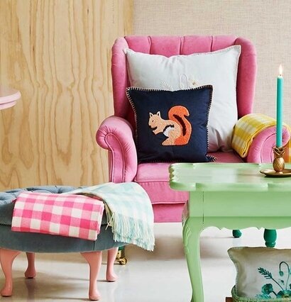 Pläd Rutig Gul från Rice i hemtrevligt och färgglatt rum