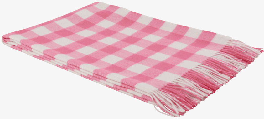 Pläd Rutig Neon Rosa från Rice med rutmönster och fransar