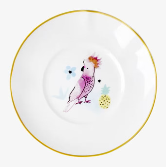 Assiett/Tallrik Cockatoo Print från Rice med färgglad fågel