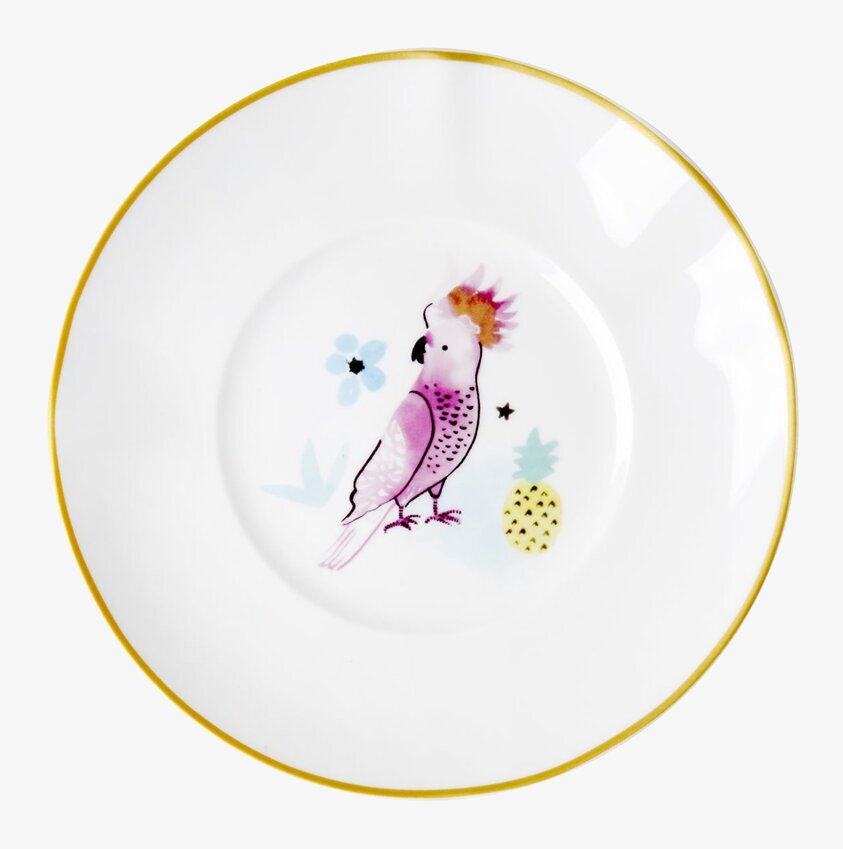 Assiett/Tallrik Cockatoo Print från Rice med färgglad fågel