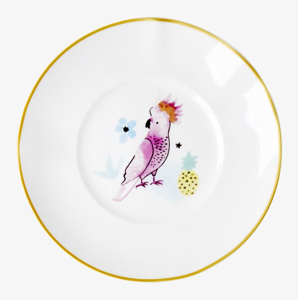 Assiett/Tallrik Cockatoo Print från Rice med färgglad fågel