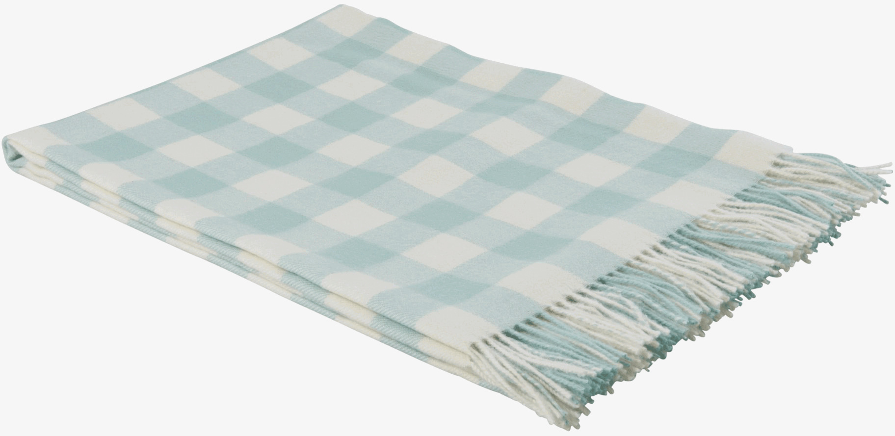 Pläd Rutig Mint från Rice med mintgrönt och vitt rutmönster