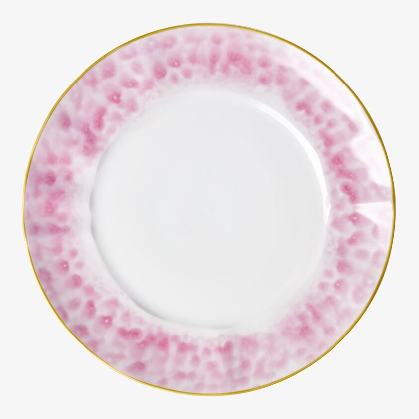 Tallrik Bubblegum Pink Glaze Print från Rice med rosa kant