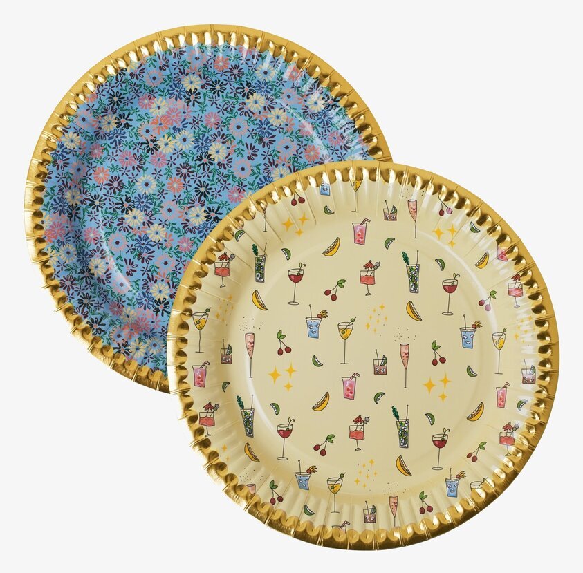 Papperstallrikar Cocktail & Flowers Print från Rice