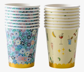 Pappersmuggar Cocktail & Flowers från Rice i två designer