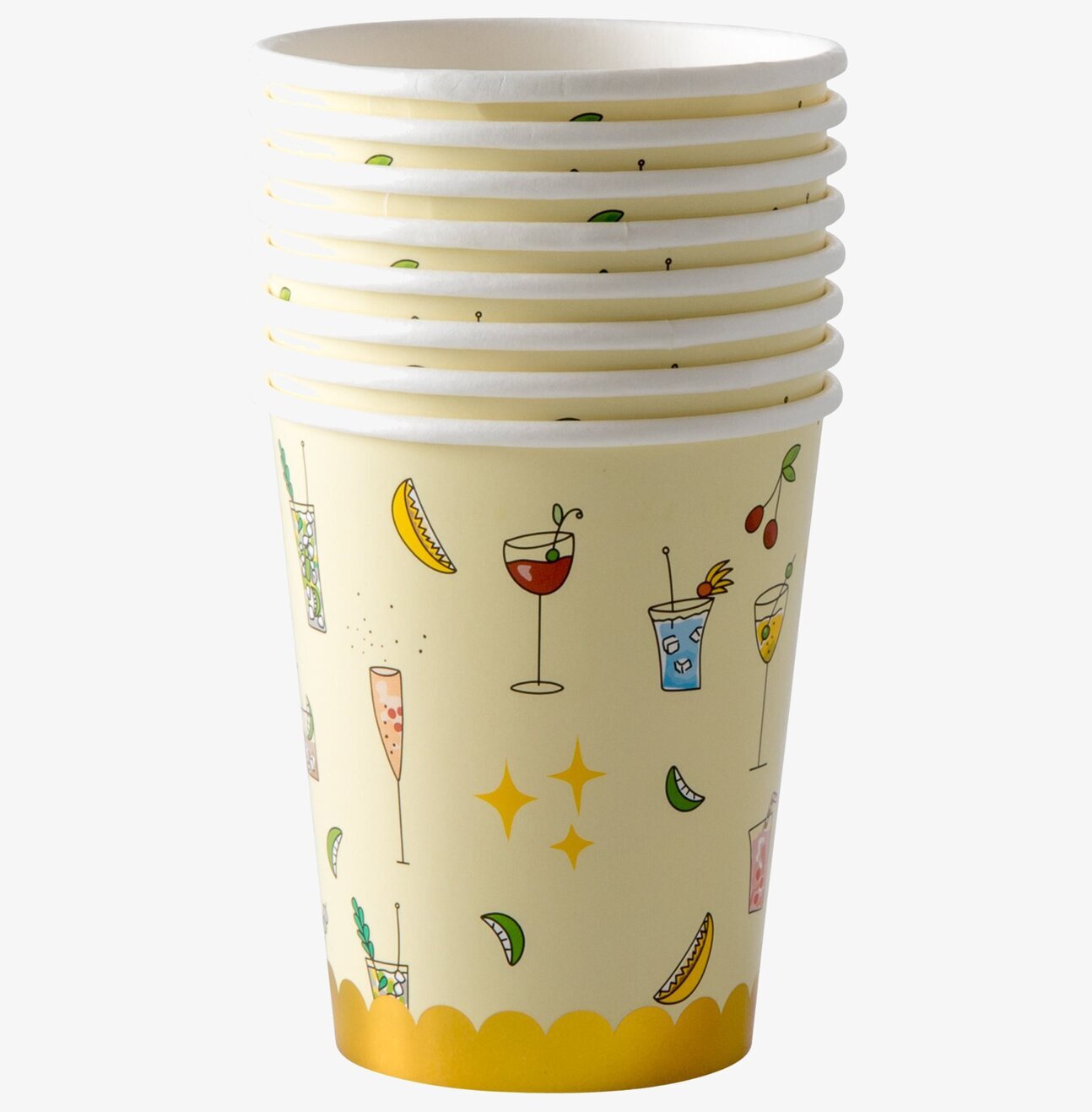 Pappersmuggar Cocktail & Flowers från Rice med livligt mönster