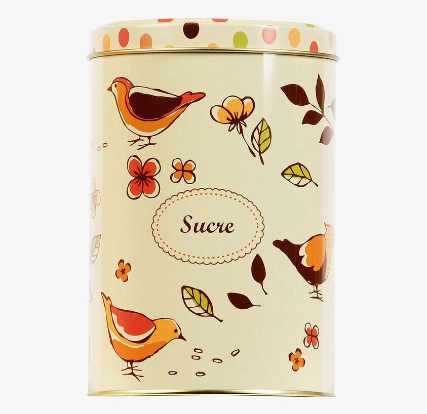 Plåtburk Skafferi från Derriére la porte med fågelmönster