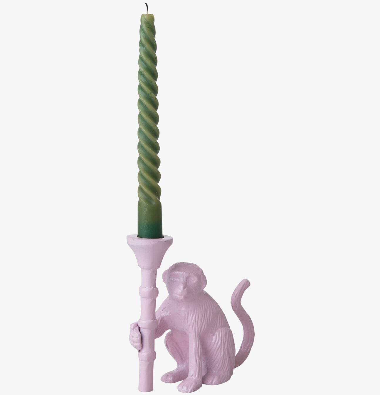 Ljusstake Apa Rosa från Rice med rosa apa och grönt ljus