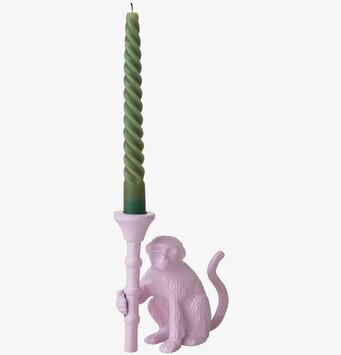 Ljusstake Apa Rosa från Rice med rosa apa och grönt ljus