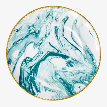Tallrik Marble Print Jade från Rice med jadegrön marmorering
