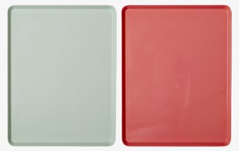 Serveringsbricka från Rice i grågrön och röd färg