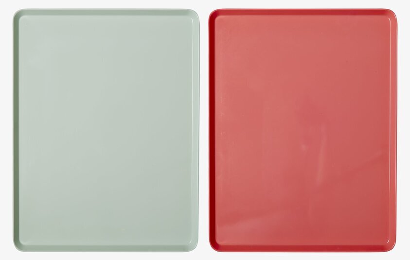 Serveringsbricka från Rice i grågrön och röd färg