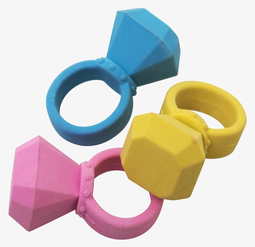 Suddgummi Diamantring från Rice i blått, gult och rosa