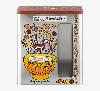 Bild av färgglad och lekfull plåtburk för flingor