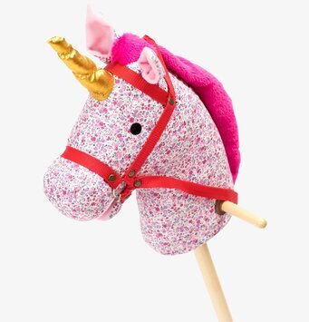 Käpphäst Enhörning från Rice med blommigt mönster och horn