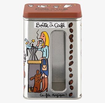 Foto av en livfull och funktionell kaffeplåtburk