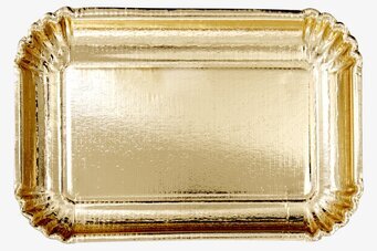 Papperstallrik Guld från Rice, rektangulär med glansig yta