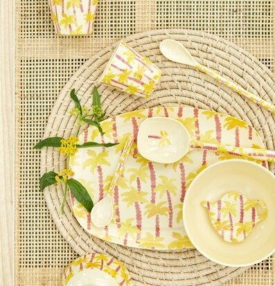 Skål Palm Tree Print från Rice med färgglada palmträdmönster