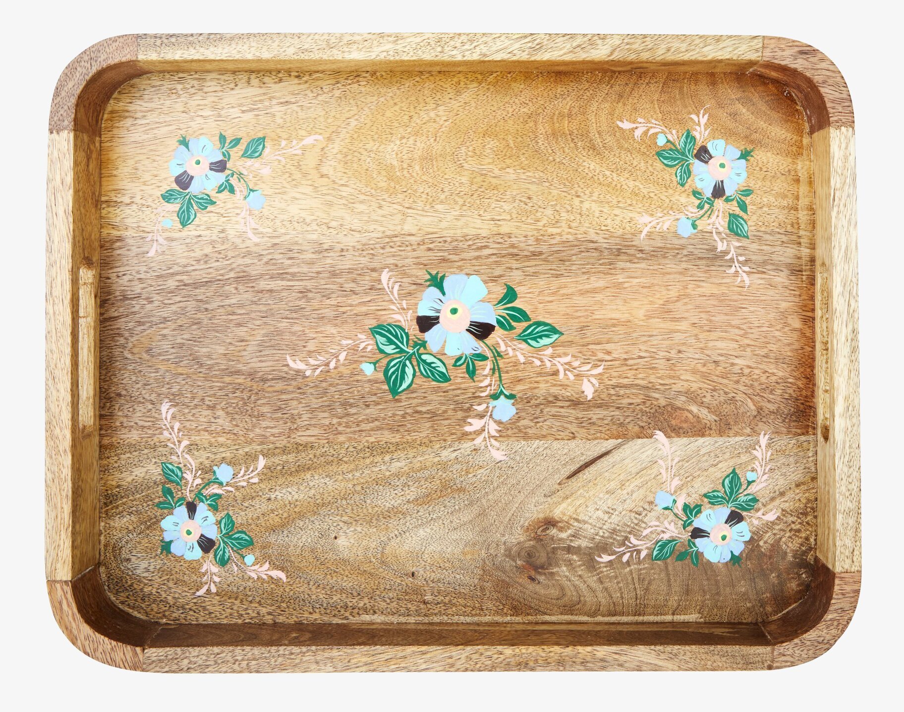 Bricka Handmålade Blommor Blå från Rice med blommotiv