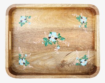 Bricka Handmålade Blommor Blå från Rice med blommotiv